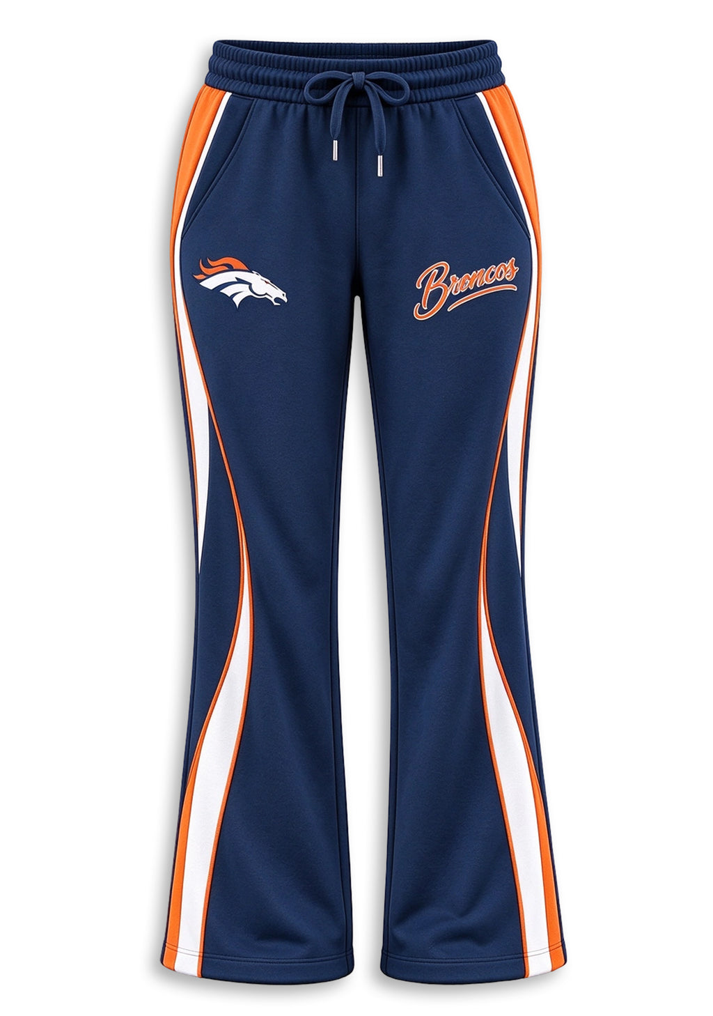 Women's Denver Broncos Crewneck Sweatshirt & Flared Pants 2 Piece Set