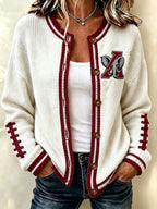 Women's Football Fans Printed Knitted Cardigan Top