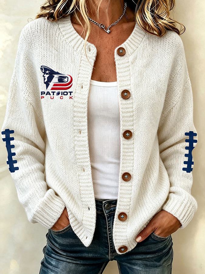 Women's Football Match Day Printed Knitted Cardigan