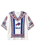 Boho Floral Buffalo Bills V-Neck Blouse