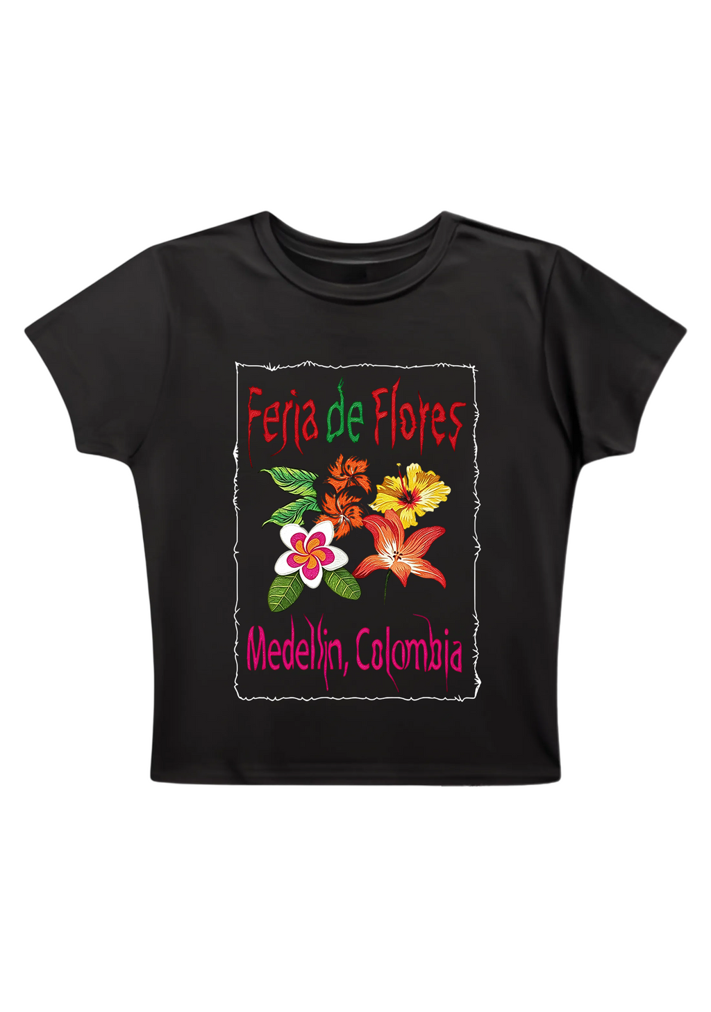 Colombia Floral Fair Graphic Y2K Baby Tee