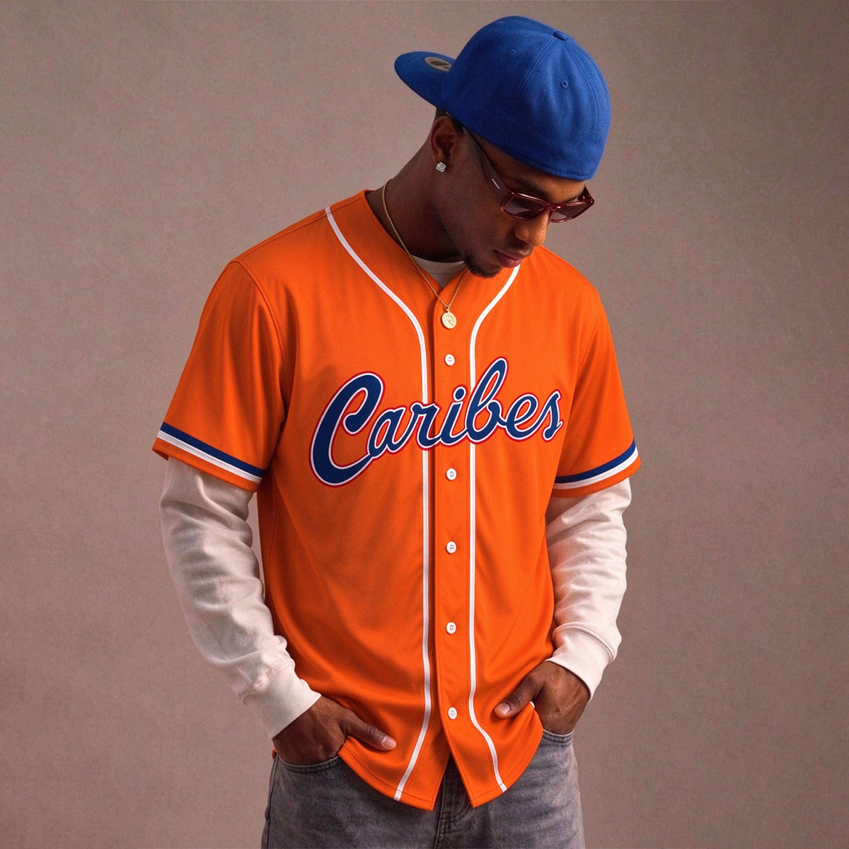 Men’s Caribes de Anzoátegui Button Down Baseball Shirt Main image