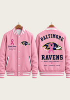 Baltimore Ravens Breast Cancer Awareness Pink Ribbon Varsity Jacket