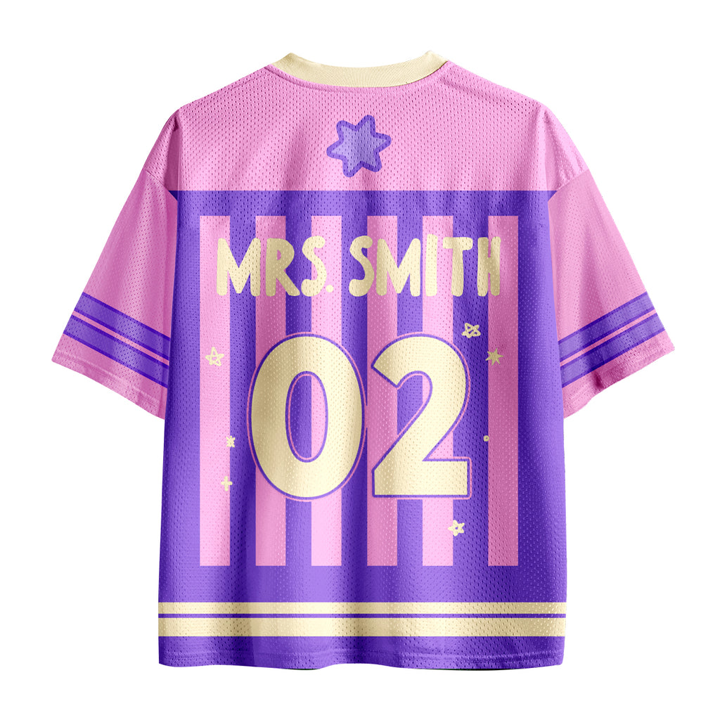 Personalized Grade And Name Preppy Stripes Teacher Mesh Jersey