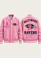 Baltimore Ravens Breast Cancer Awareness Pink Ribbon Varsity Jacket