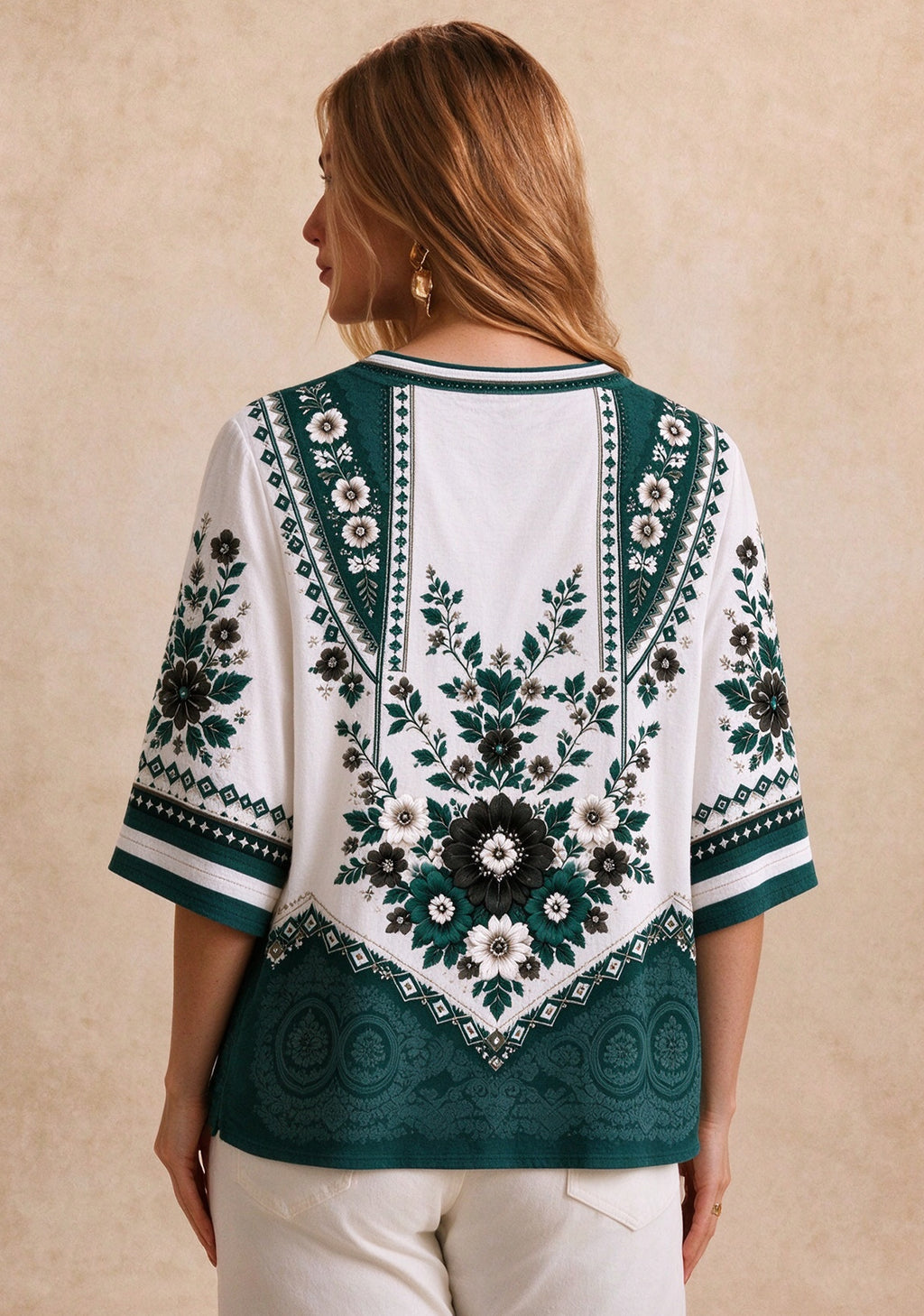 Women’s Philadelphia Eagles Boho Floral V-Neck 3/4 Sleeve Shirt