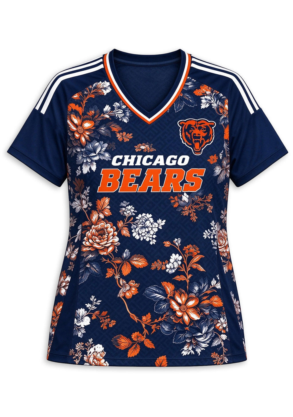 Women's Chicago Bears Floral V-Neck T Shirt