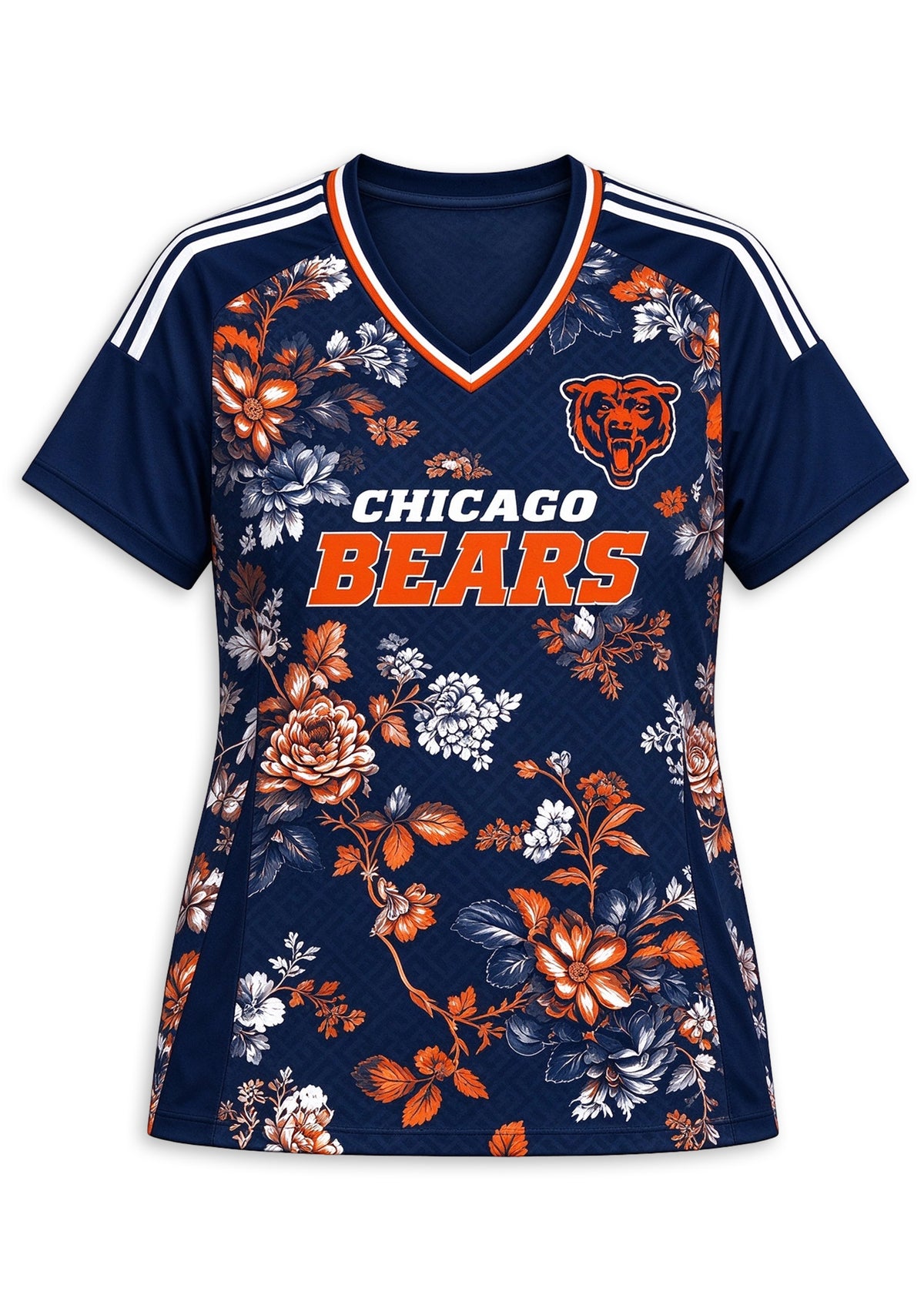 Women's Chicago Bears Floral V-Neck T Shirt