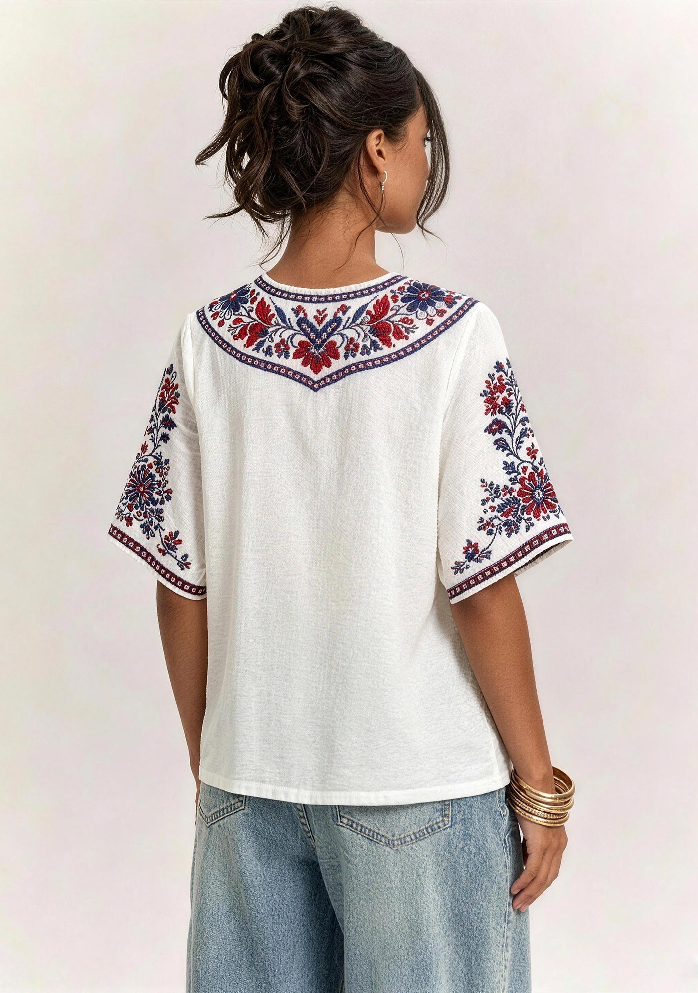 Boho Floral Buffalo Bills V-Neck Blouse