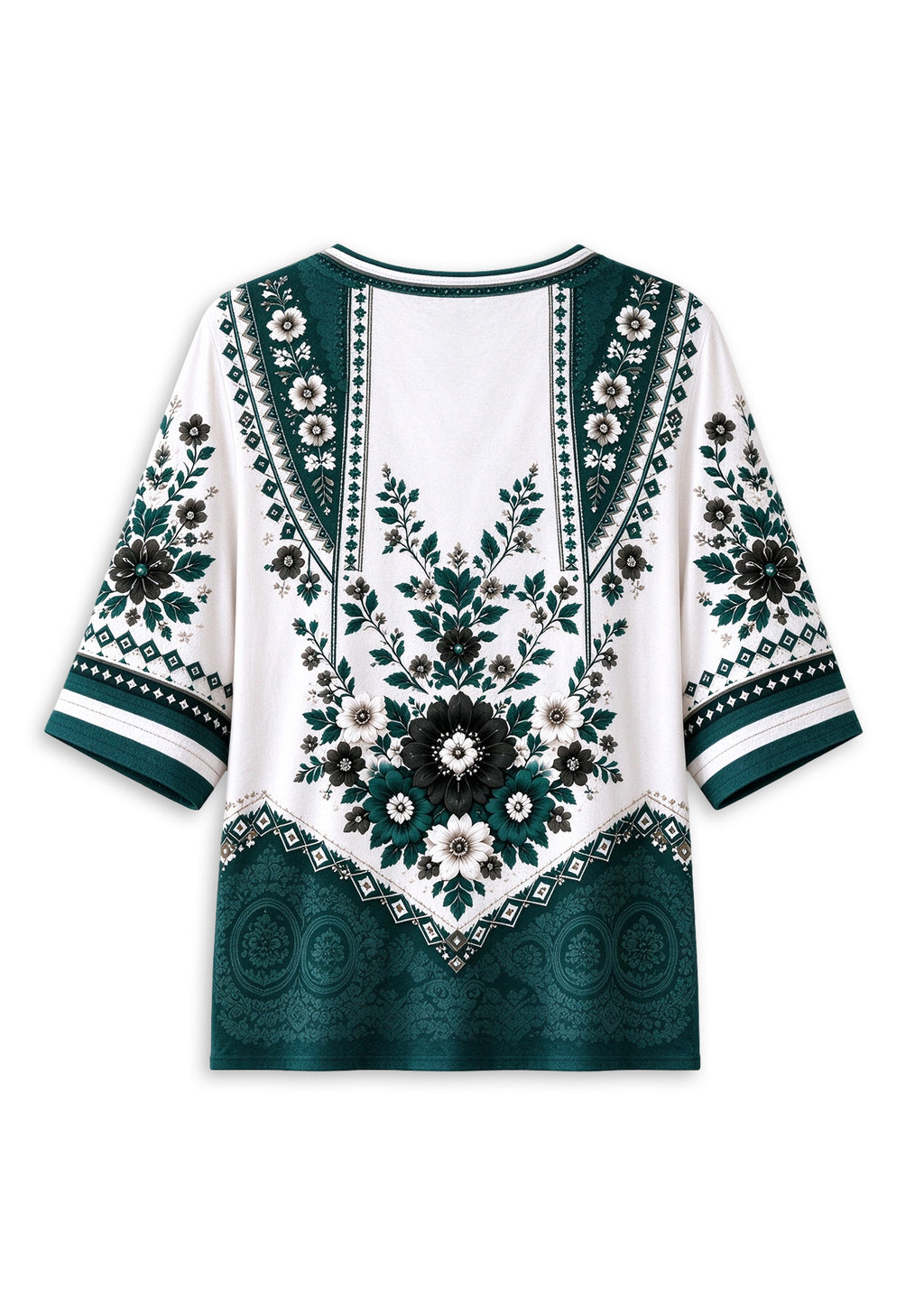 Women’s Philadelphia Eagles Boho Floral V-Neck 3/4 Sleeve Shirt