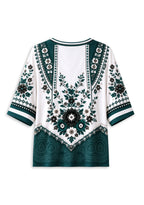 Women’s Philadelphia Eagles Boho Floral V-Neck 3/4 Sleeve Shirt