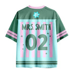 Personalized Grade And Name Preppy Stripes Teacher Mesh Jersey