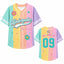 Personalized Grade And Name Rainbow Stripes Floral Teacher Baseball Jersey