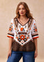 Women’s Cleveland Browns Boho Floral V-Neck 3/4 Sleeve Shirt