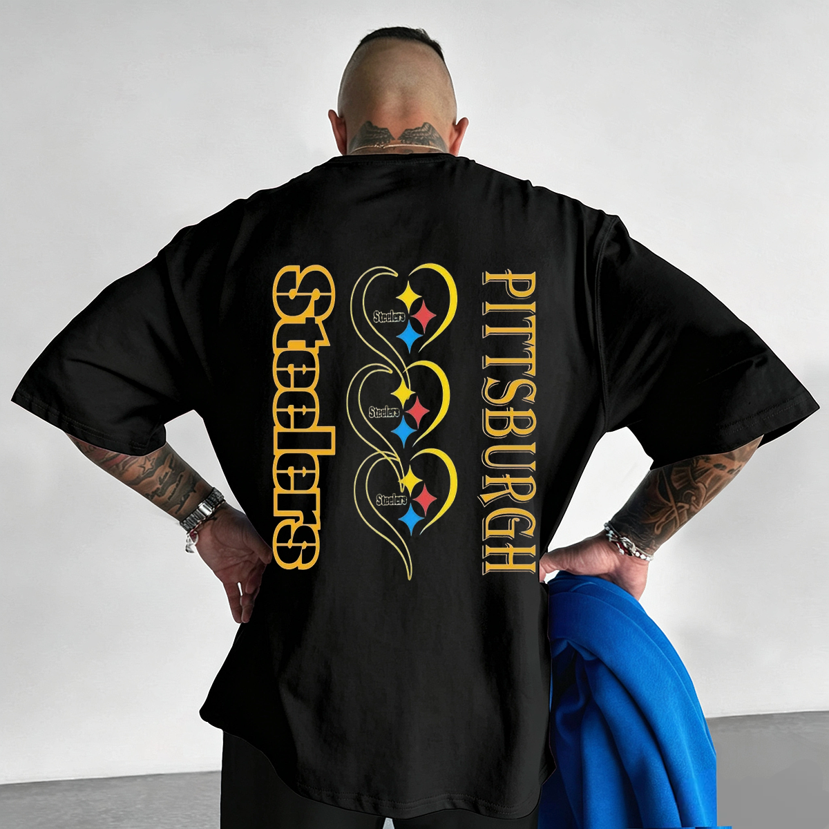 Pittsburgh Steelers Retro Heart Printed T-Shirt