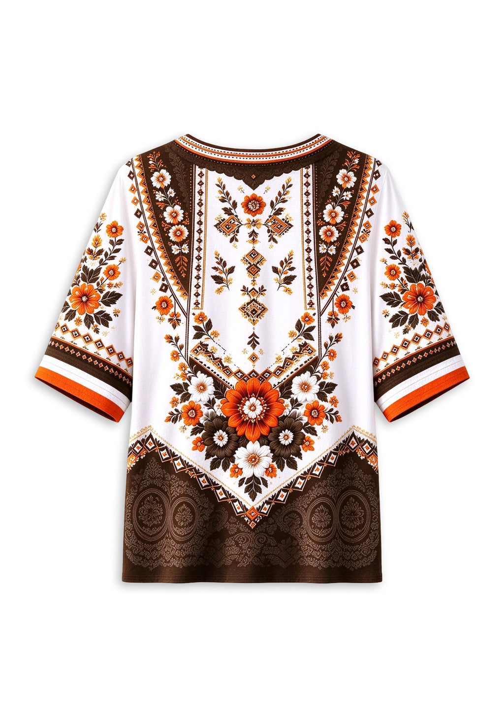 Women’s Cleveland Browns Boho Floral V-Neck 3/4 Sleeve Shirt