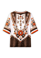 Women’s Cleveland Browns Boho Floral V-Neck 3/4 Sleeve Shirt