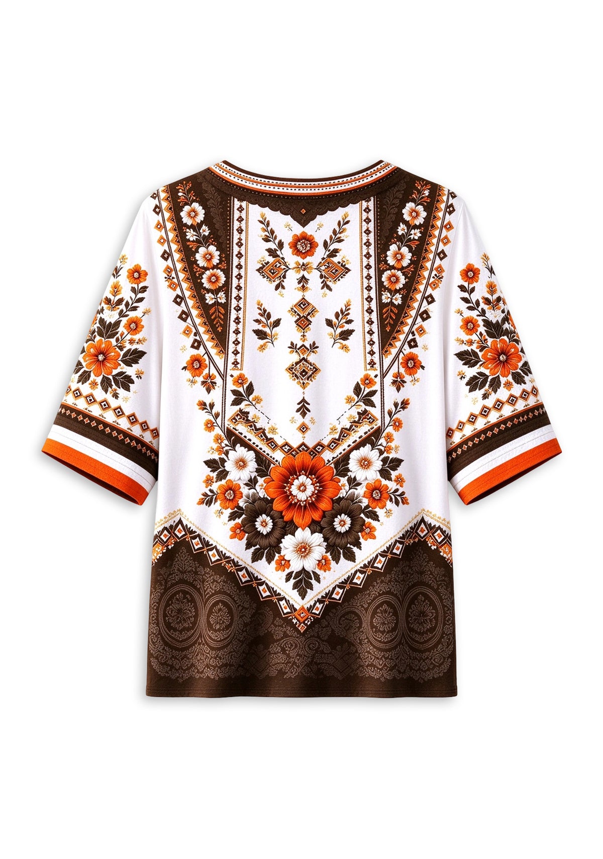 Women’s Cleveland Browns Boho Floral V-Neck 3/4 Sleeve Shirt