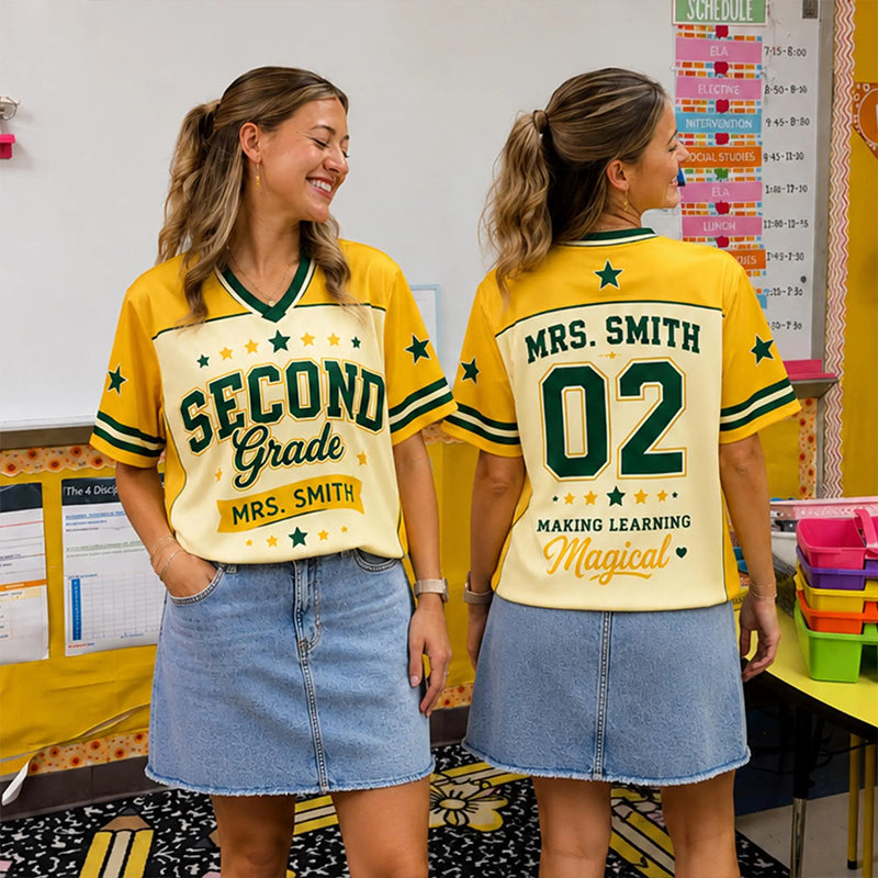 Personalized Grade And Name Making Learning Magical Teacher Mesh Jersey Main image