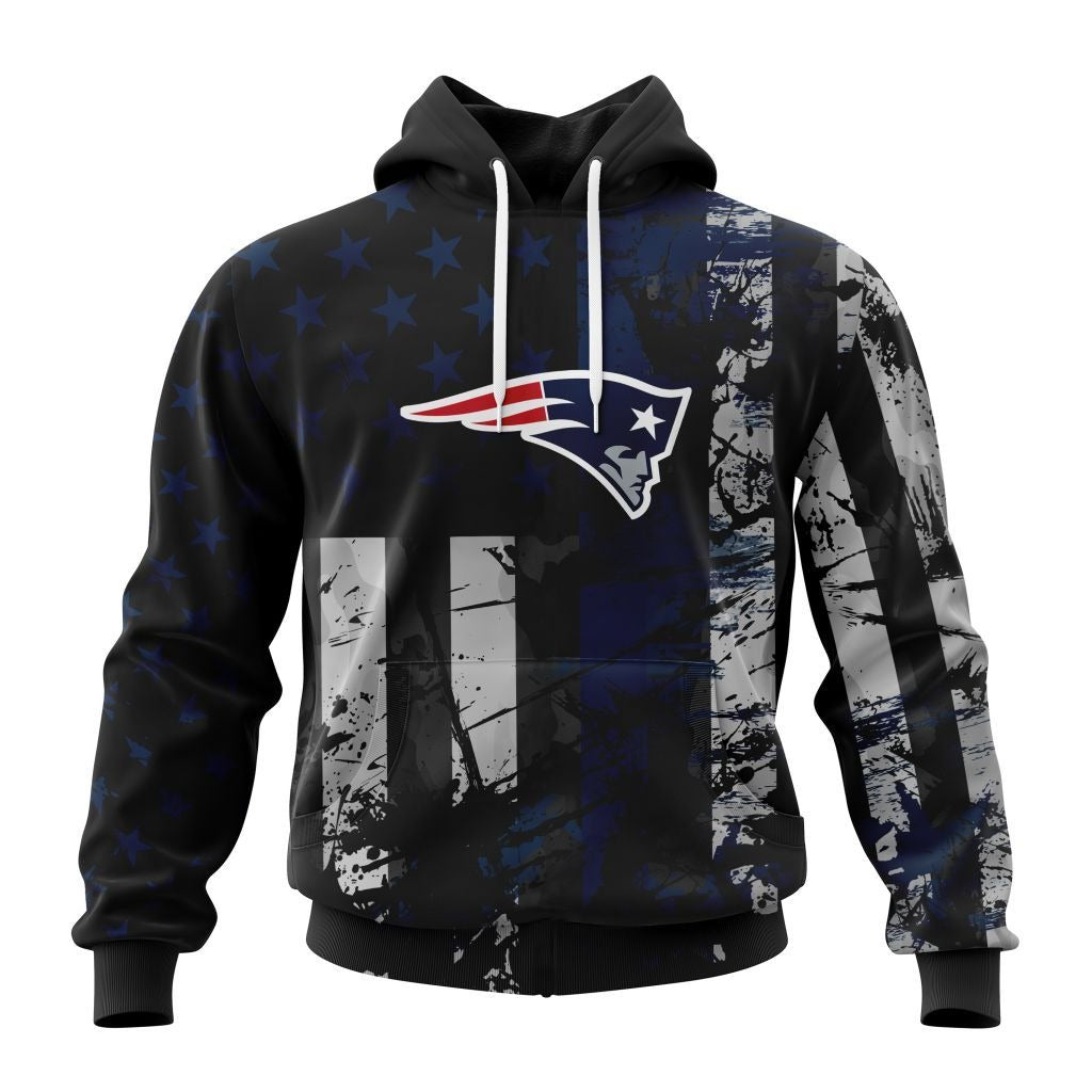 New England Patriots Vintage American Flag Graphic Hoodie NFL Fan Sweatshirt Main image