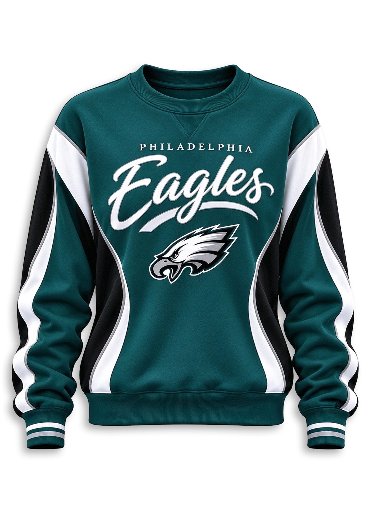 Women's Philadelphia Eagles Crewneck Sweatshirt & Flared Pants 2 Piece Set