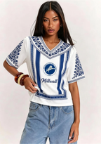 Boho Millwall Club V-Neck Blouse