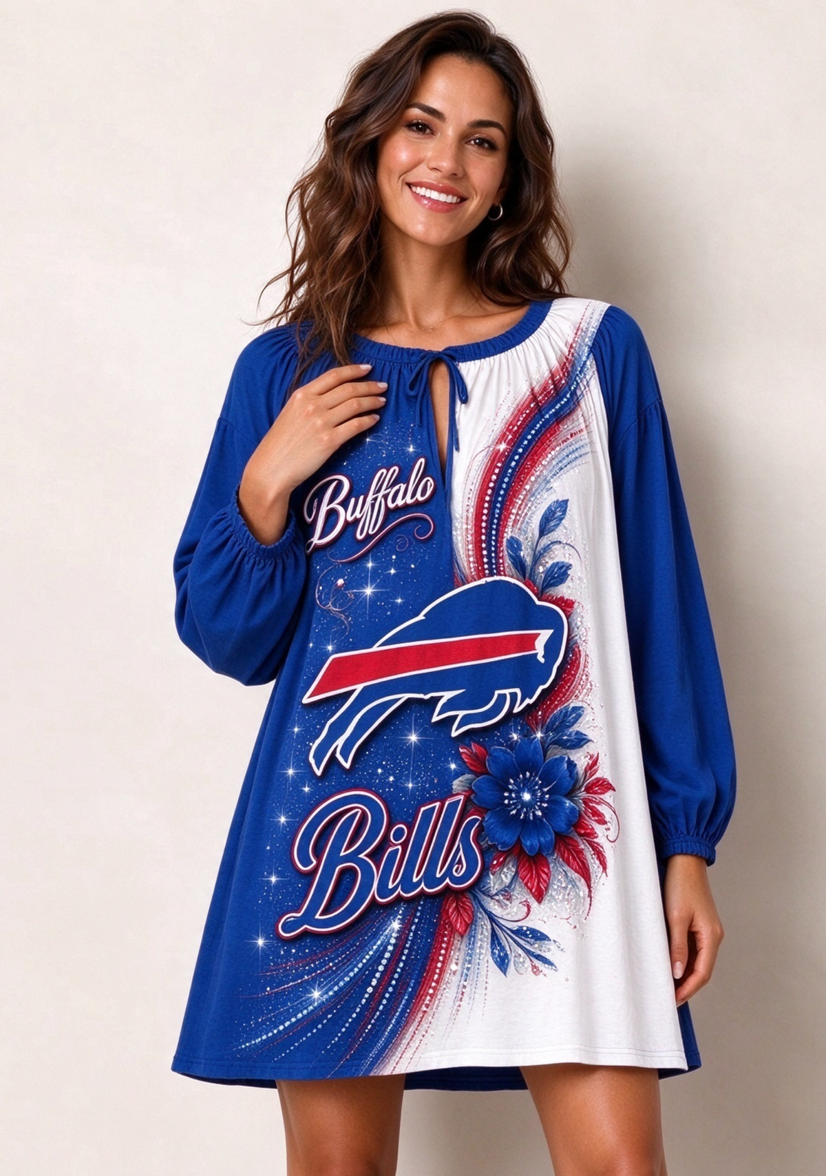 Women's Buffalo Bills Floral Long Sleeve Game Day Mini Dress Main image