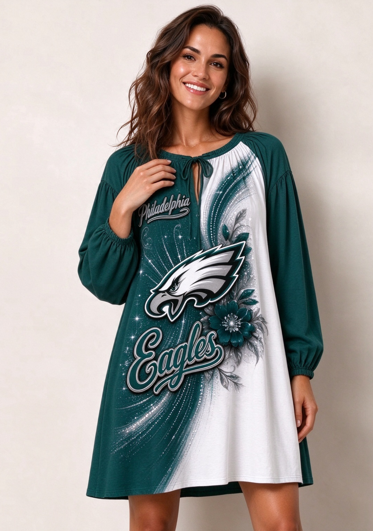 Women's Philadelphia Eagles Floral Long Sleeve Game Day Mini Dress Main image
