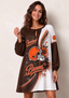 Women's Cleveland Browns Helmet Floral Long Sleeve Game Day Mini Dress
