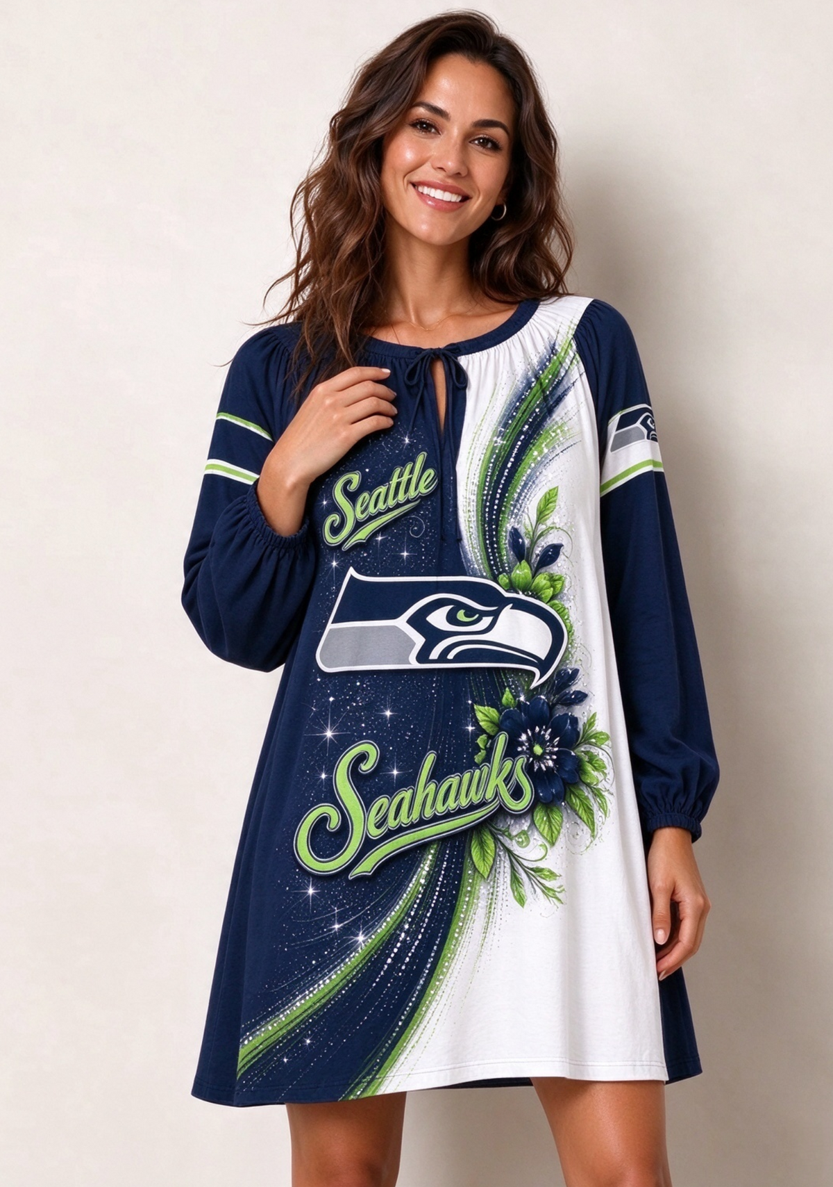 Women's Seattle Seahawks Long Sleeve Game Day Mini Dress Main image