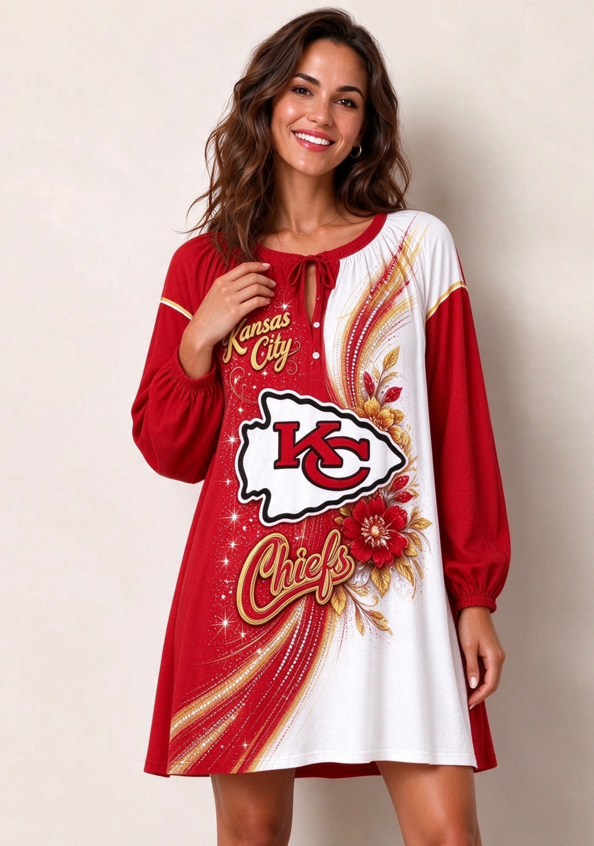 Women's Kansas City Chiefs Long Sleeve Game Day Mini Dress Main image