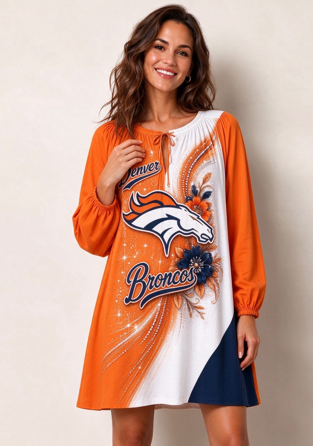 Women's Denver Broncos Long Sleeve Game Day Mini Dress