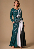 Women Philadelphia Eagles Print Long Sleeve Maxi Dress