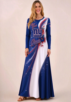 Women New York Giants Print Long Sleeve Maxi Dress
