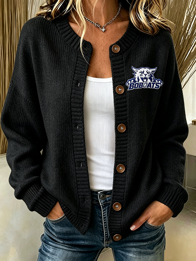 Women'S Casual Football Plant Knitted Cardigan Top