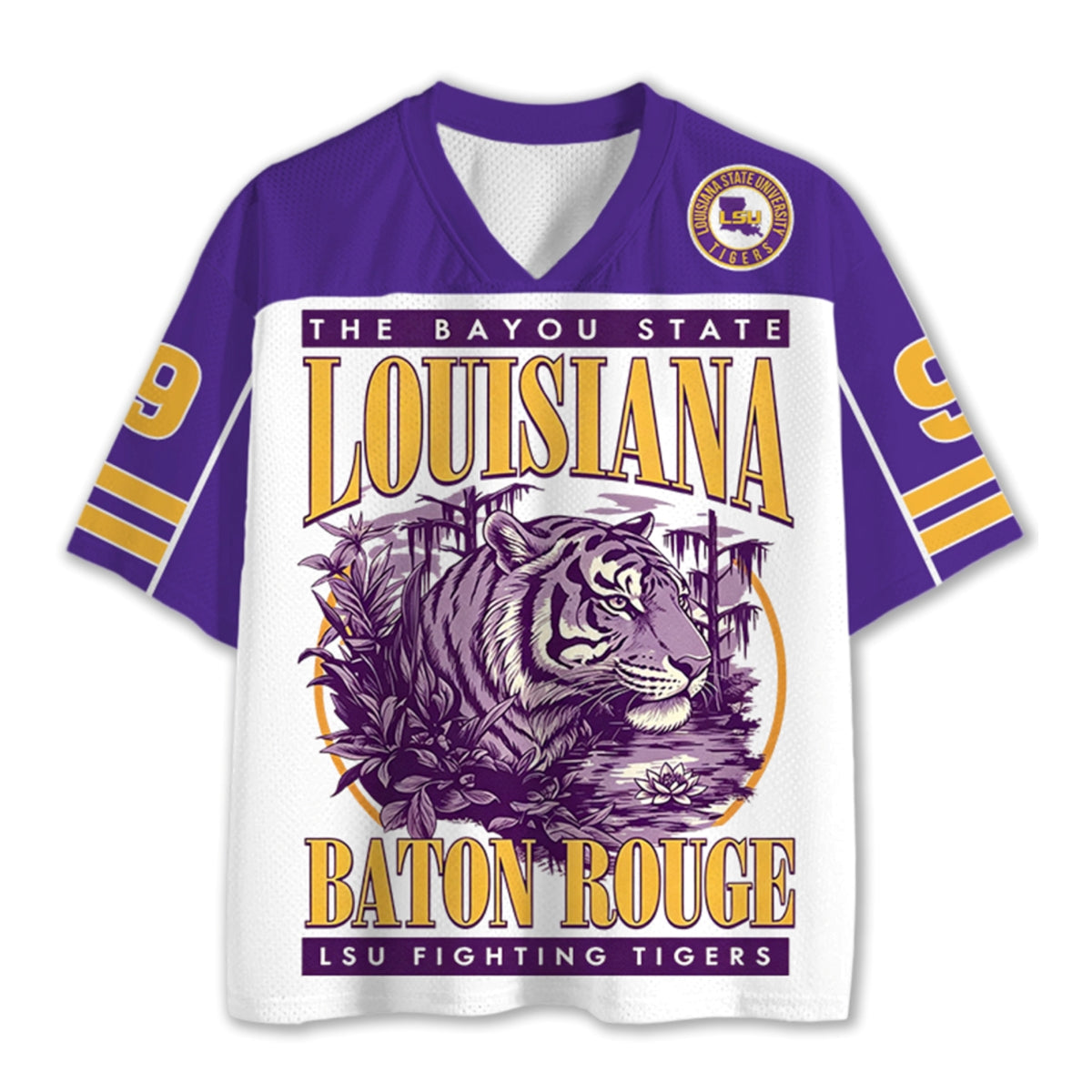 LSU Fighting Tigers Bayou State Retro Landscape NCAA Jersey Shirts Main image