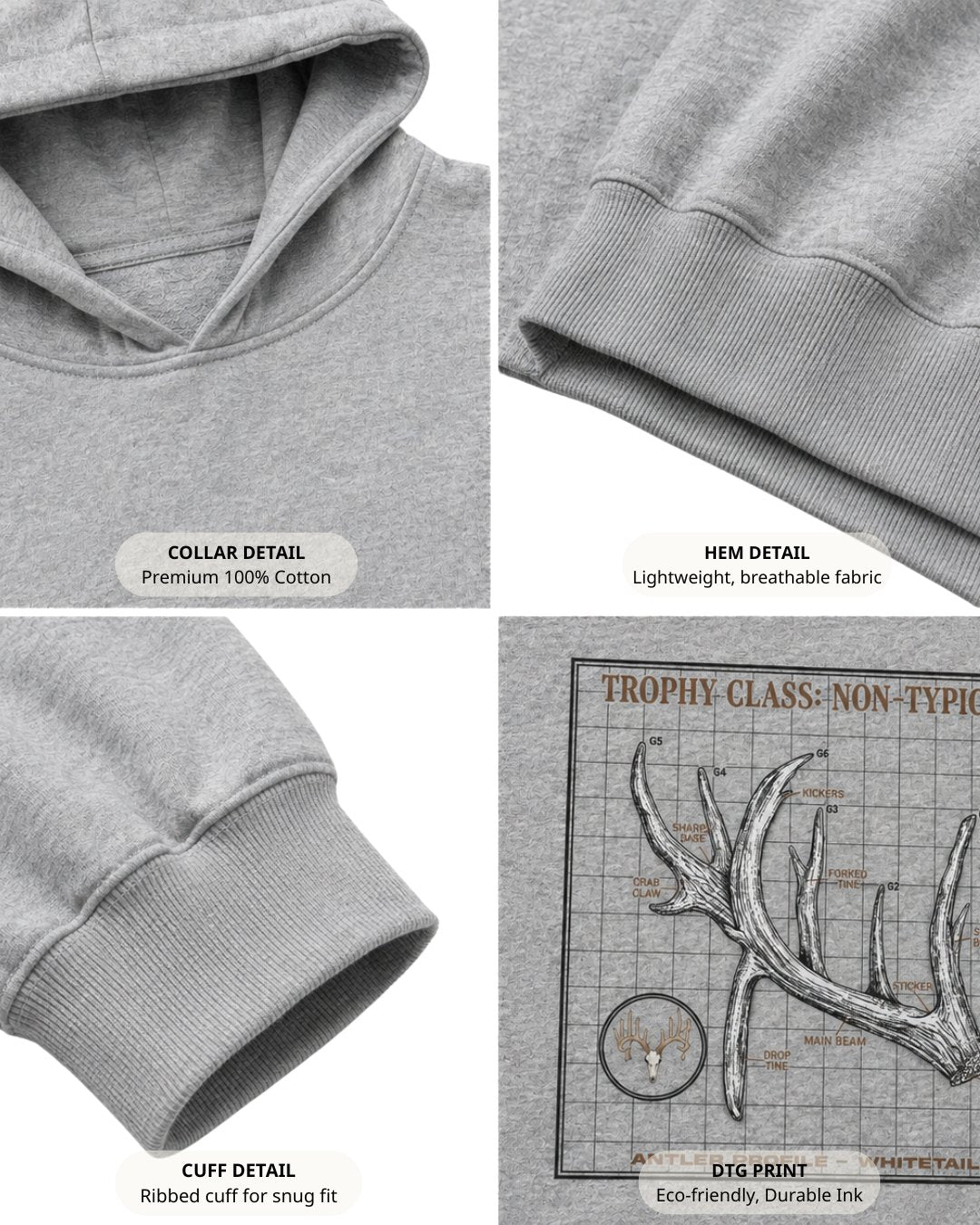 Non-Typical Antler Deer Profile Hoodie Secondary image