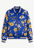 Women Los Angeles Rams Floral Print Zip Up Jacket Custom Name For Fan