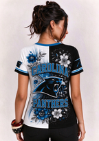 Women Carolina Panthers Floral Henley T-Shirt