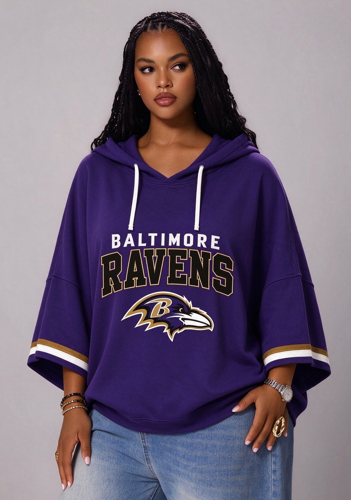 Women’s Baltimore Ravens 3/4 Dolman Sleeve Hoodie