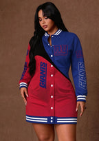 Women's New York Giants Color Block Button Down Jacket Dress