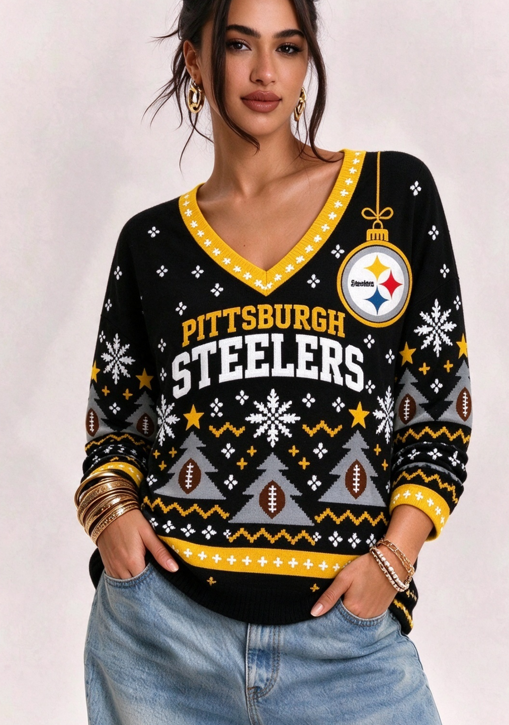 Women’s Pittsburgh Steelers Ugly NFL Christmas Sweatshirt