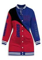 Women's New York Giants Color Block Button Down Jacket Dress