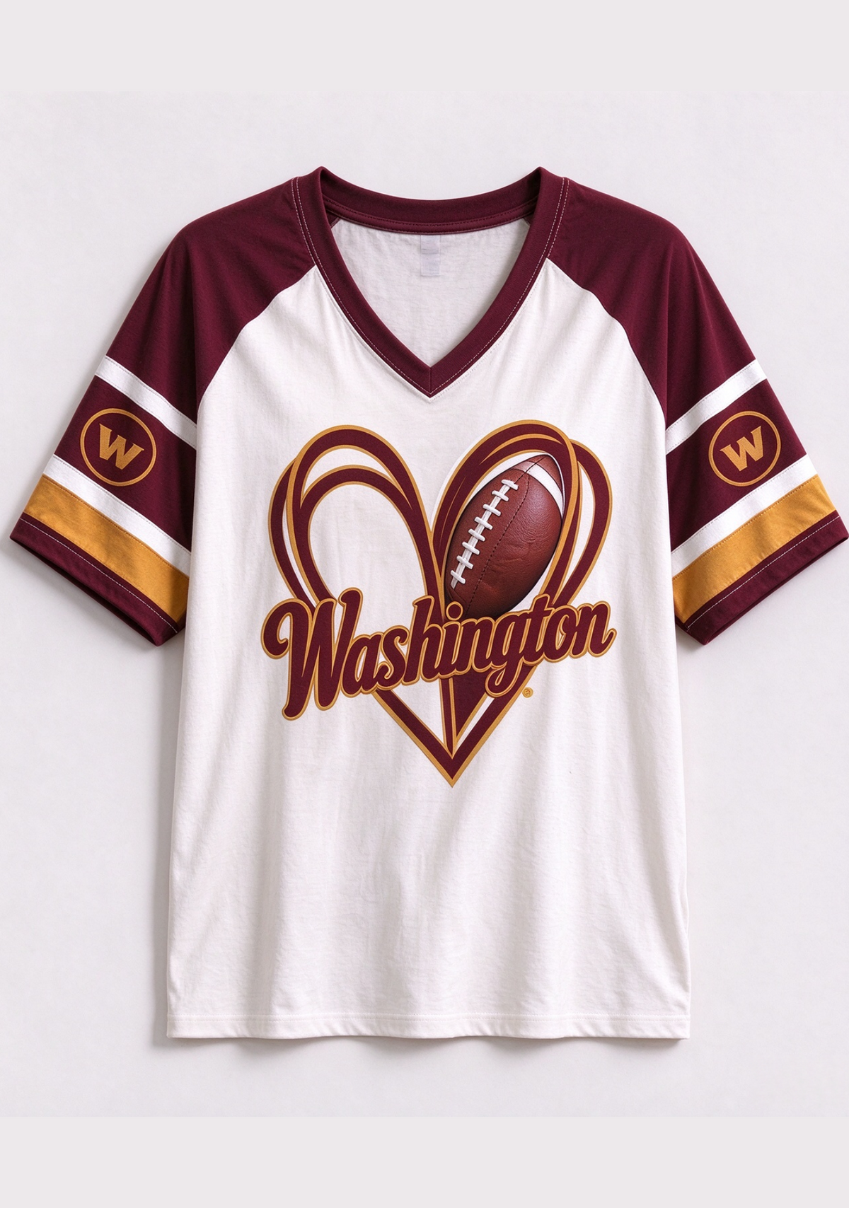 Women Washington Commanders Heart Graphic V-Neck Fan T-Shirt