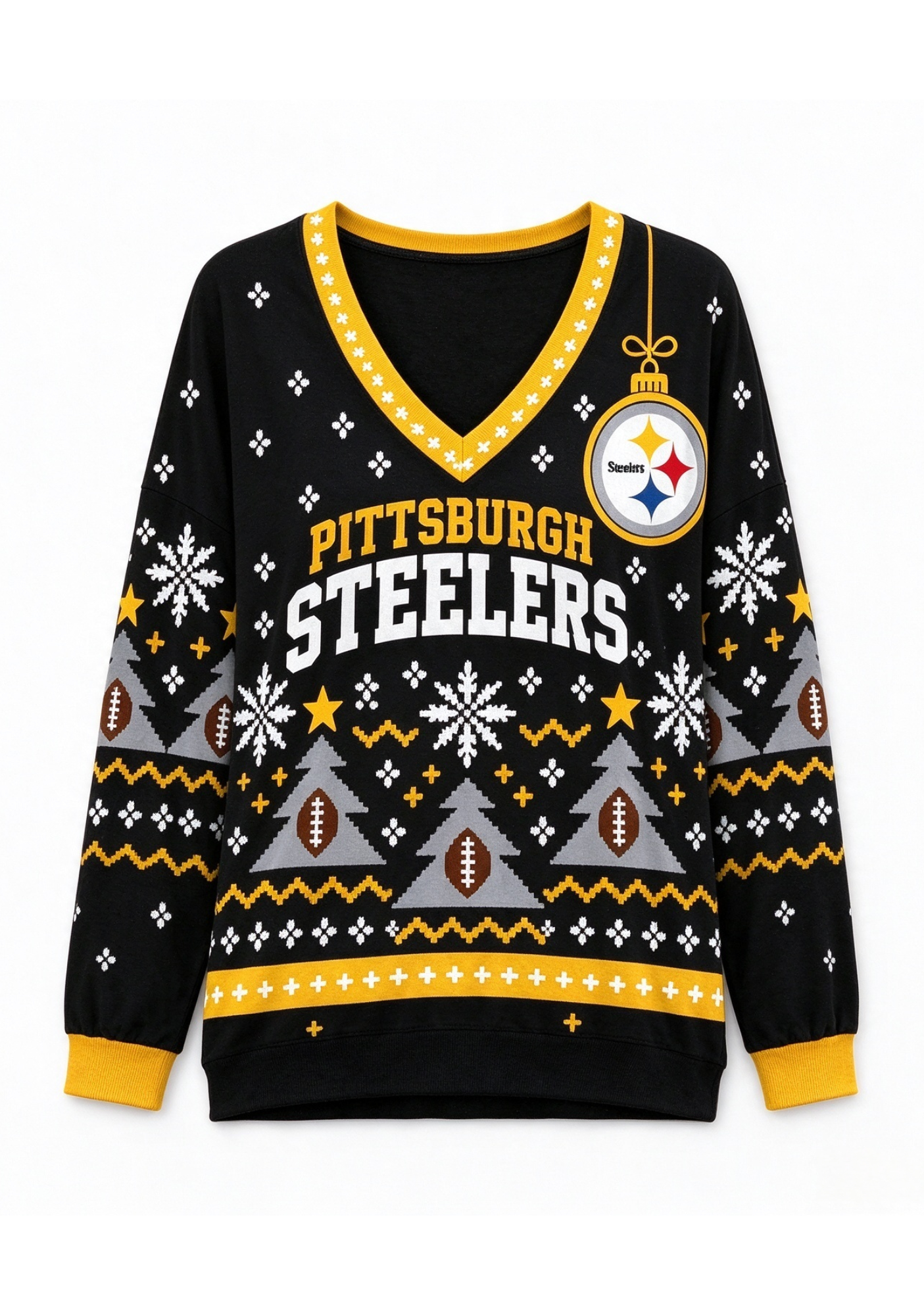 Women’s Pittsburgh Steelers Ugly NFL Christmas Sweatshirt Secondary image