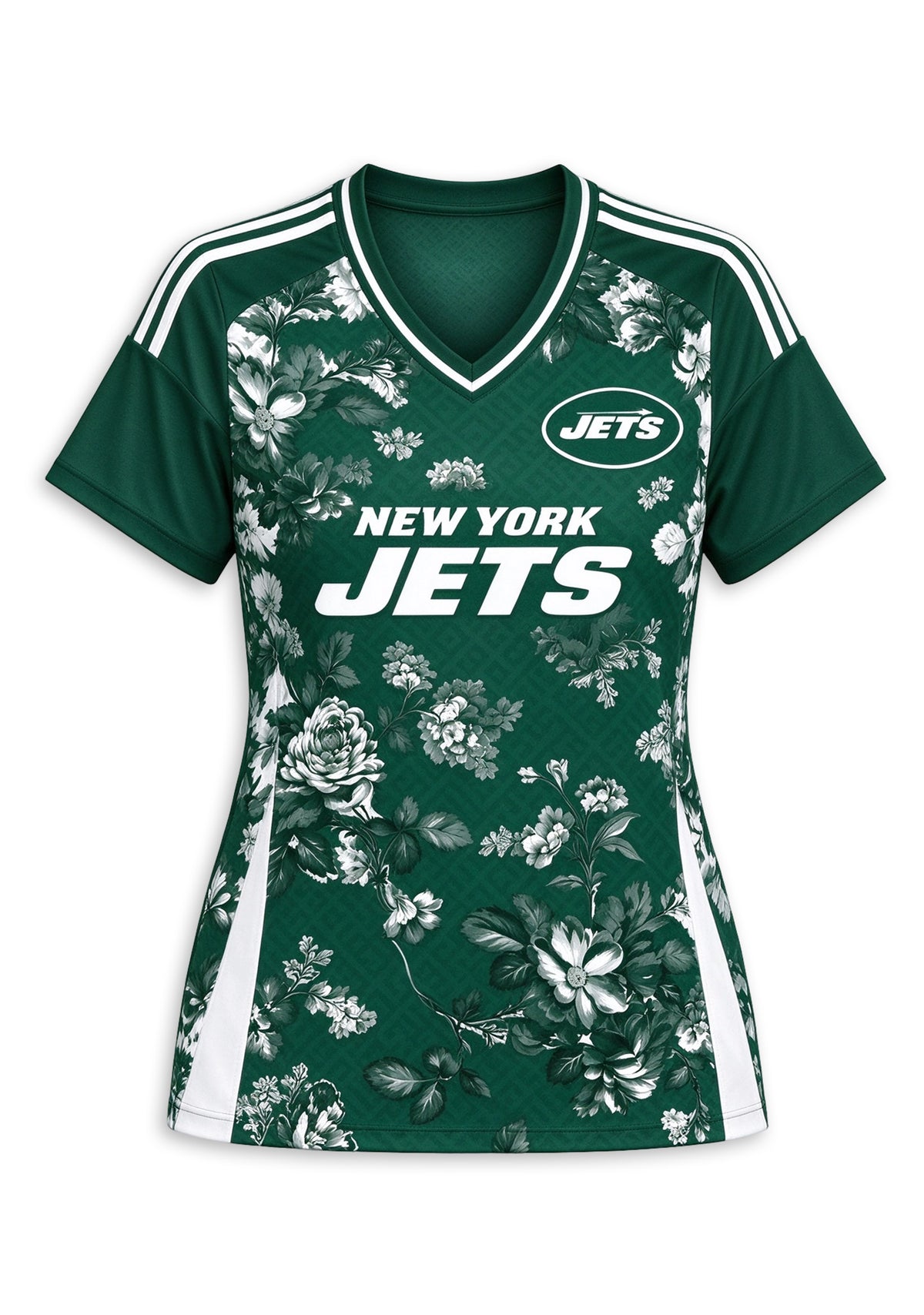 Women's New York Jets Floral V-Neck T-Shirt
