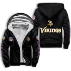 Minnesota Vikings Fleece Lined Zip Up Football Fan Hooded Jacket