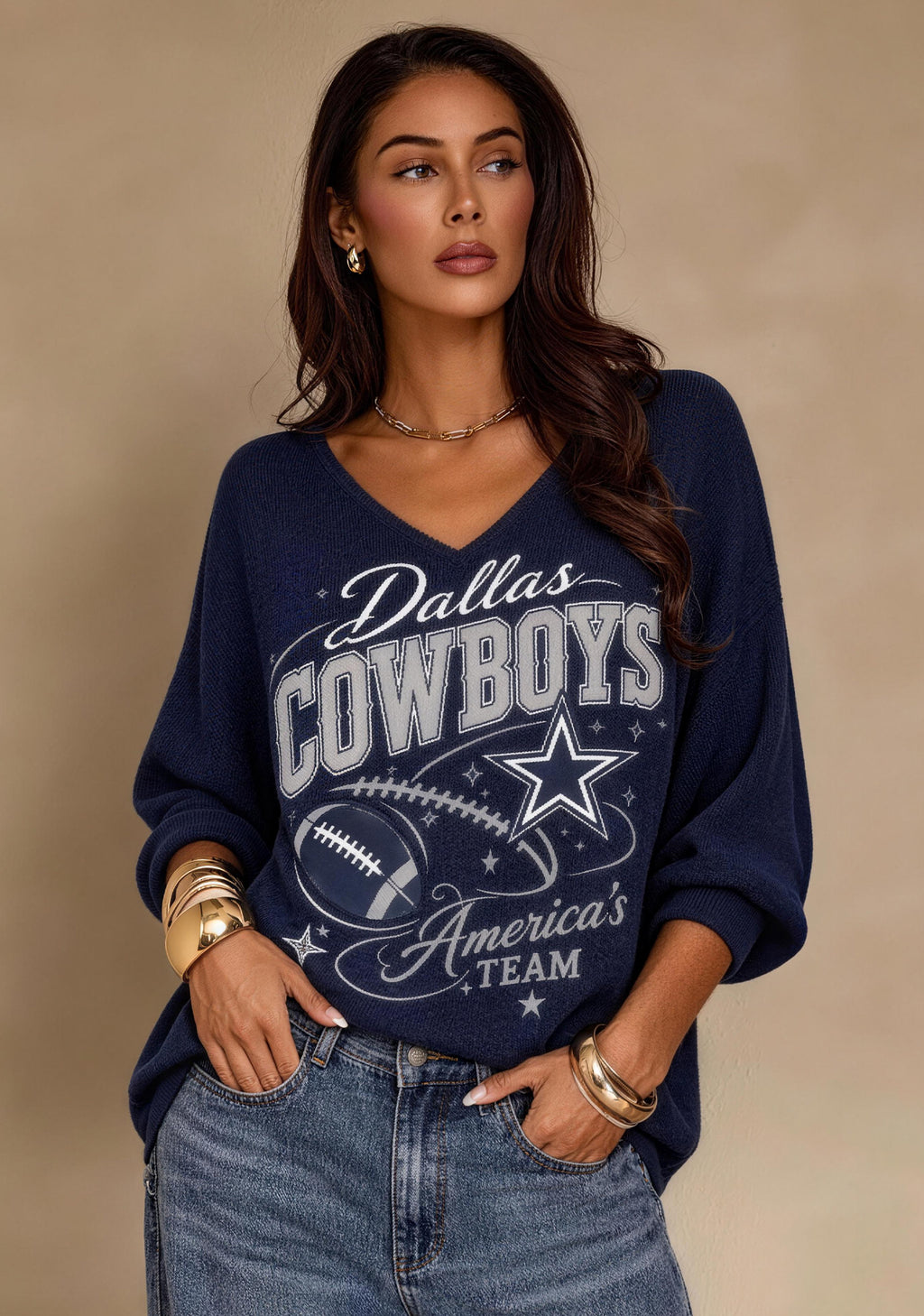 Women Dallas Cowboys Long Sleeve Game Day Shirt