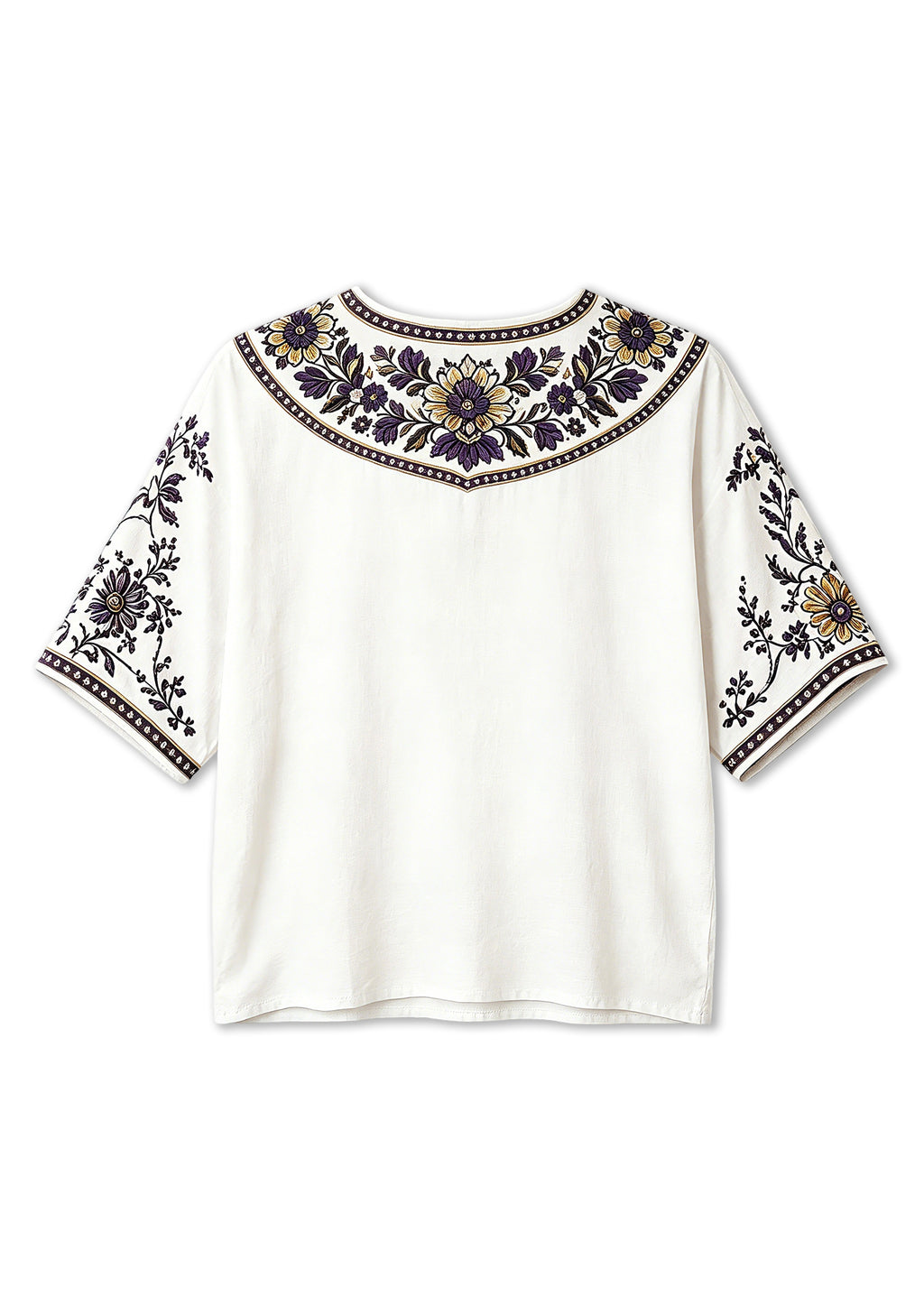 Boho Purple Gold Floral Baltimore Ravens V-Neck Blouse