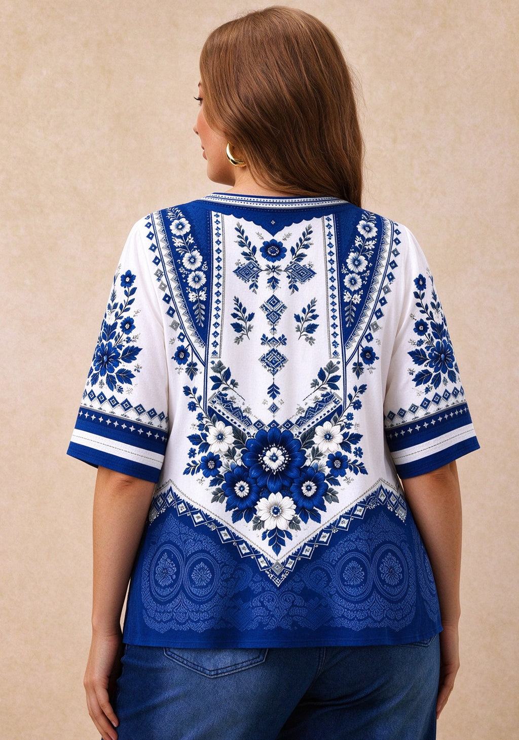 Women’s Indianapolis Colts Boho Floral V-Neck 3/4 Sleeve Shirt